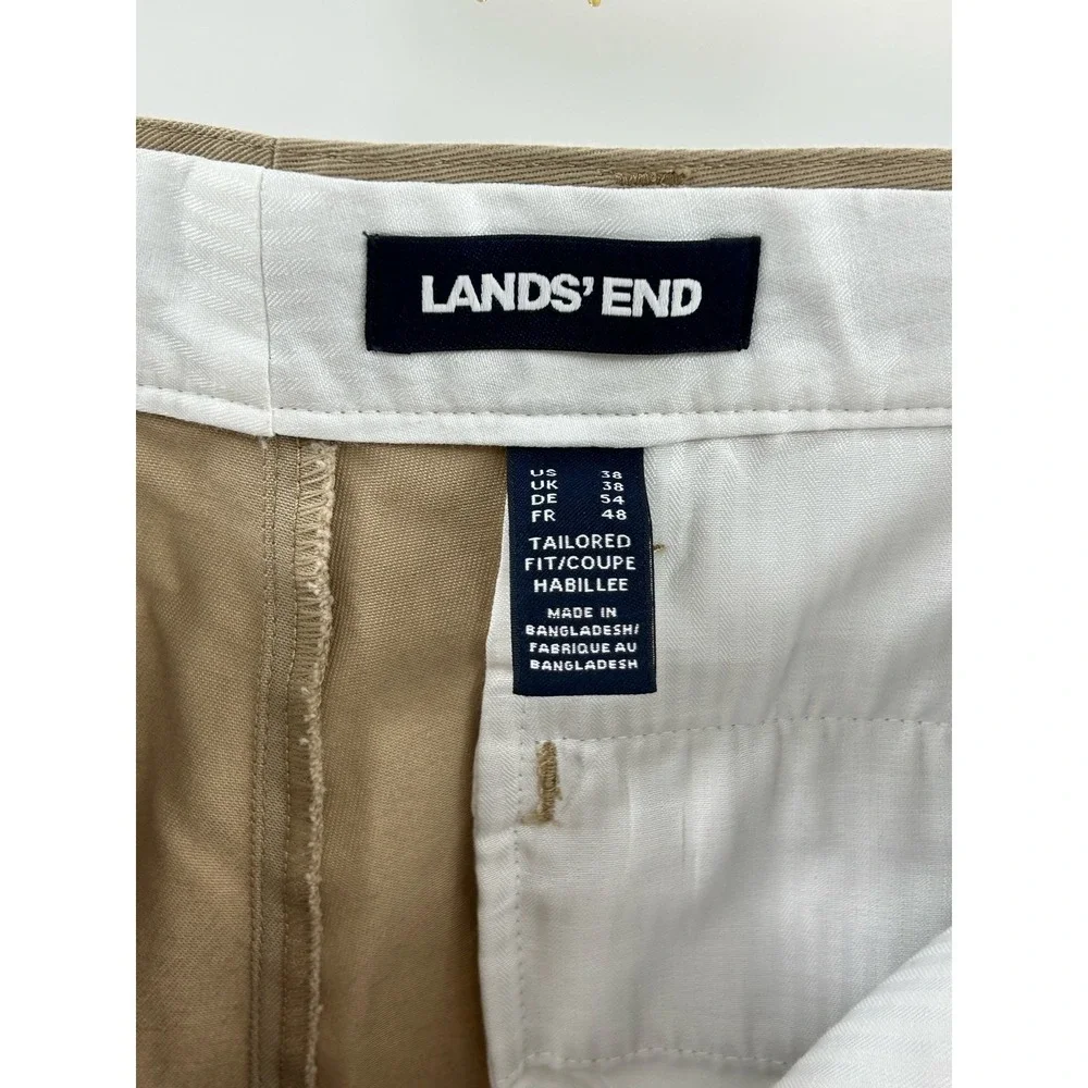 Lands End Mens Tailored Fit Chino Pants Khaki Brown 38x30‎